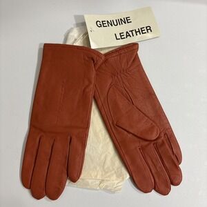 NWT Terracotta Burnt Orange Genuine Leather Gloves Size 8 Warm Lined Equestrian